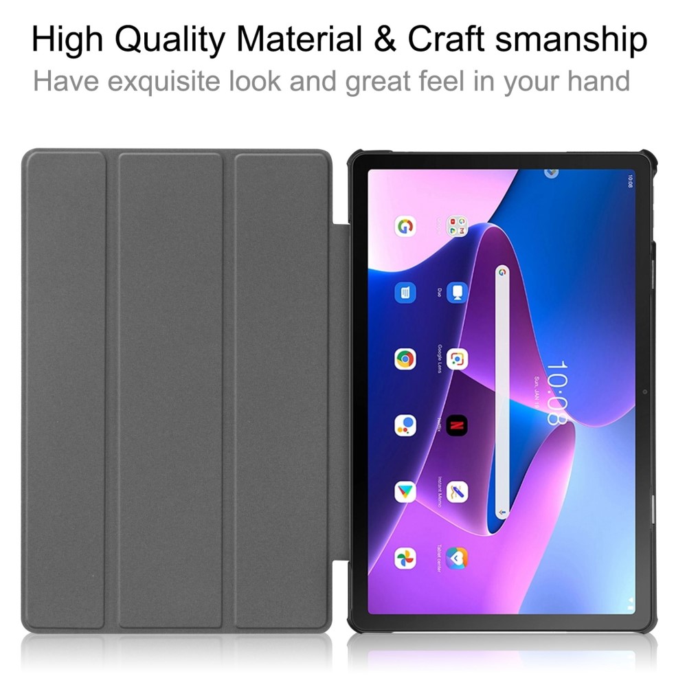  Lenovo Tab M10 Plus Gen 3 Fodral Tri-Fold Mörk Grön