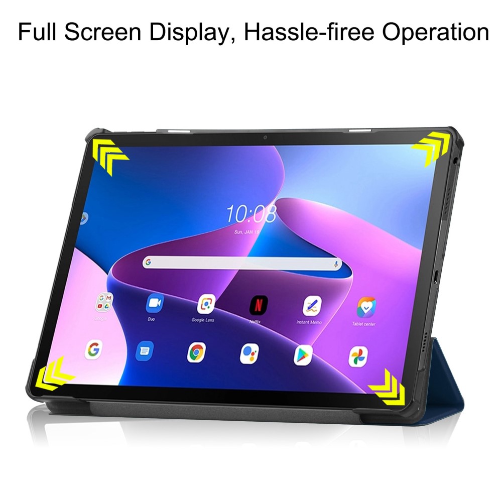  Lenovo Tab M10 Plus Gen 3 Fodral Tri-Fold Mörk Blå