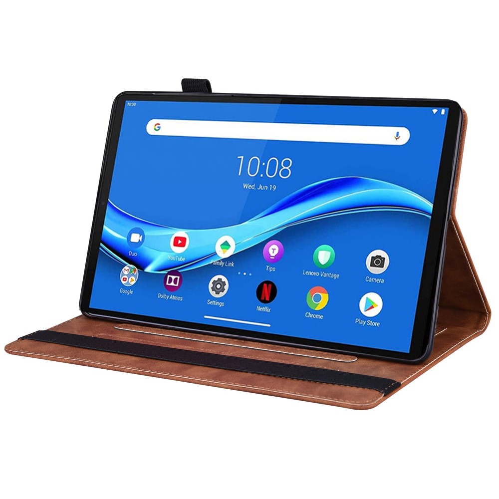  Lenovo Tab M10 Plus Gen 3 Fodral Frontficka Och Pennhållare Brun