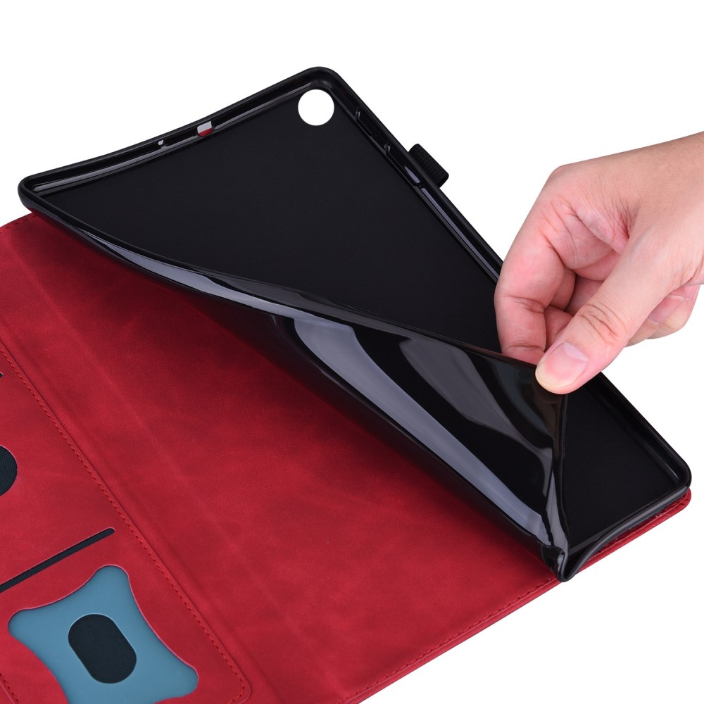  Lenovo Tab M10 Plus Gen 3 Fodral Frontficka Och Pennhållare Röd