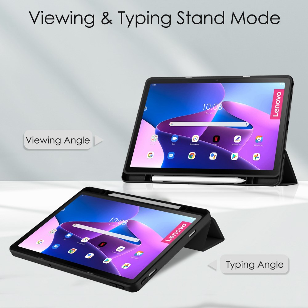  Lenovo Tab M10 Plus Gen 3 Fodral Tri-Fold Hybrid Svart
