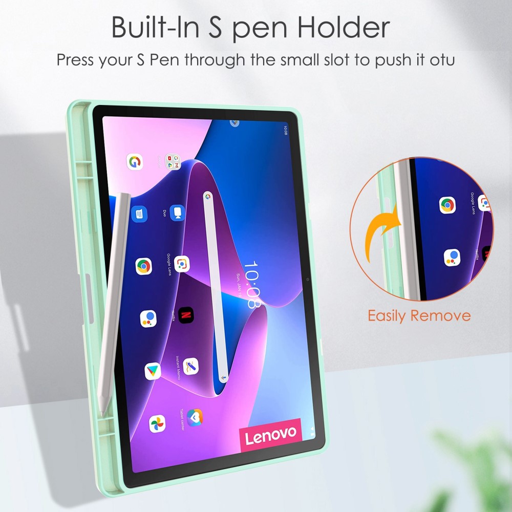  Lenovo Tab M10 Plus Gen 3 Fodral Tri-Fold Hybrid Grön