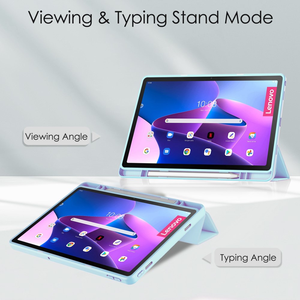  Lenovo Tab M10 Plus Gen 3 Fodral Tri-Fold Hybrid Ljus Blå