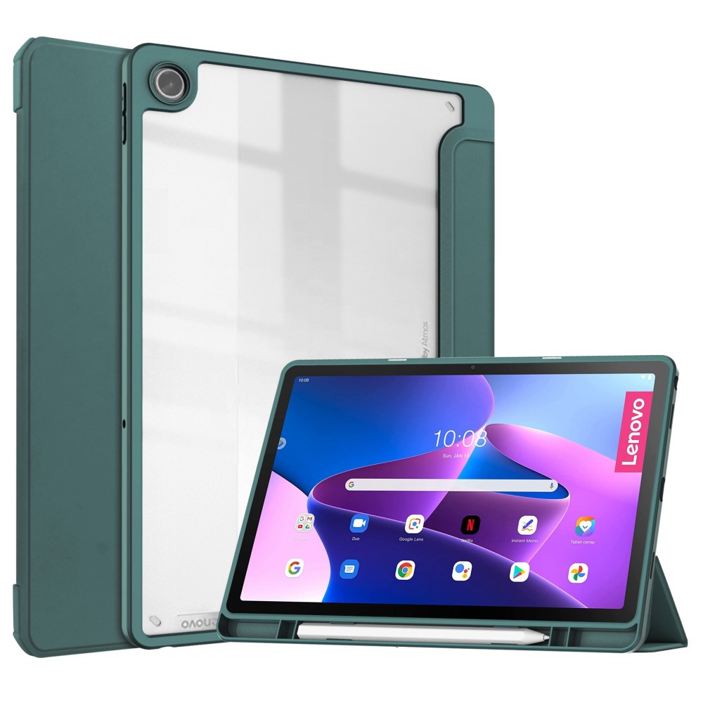  Lenovo Tab M10 Plus Gen 3 Fodral Tri-Fold Hybrid Mörk Grön