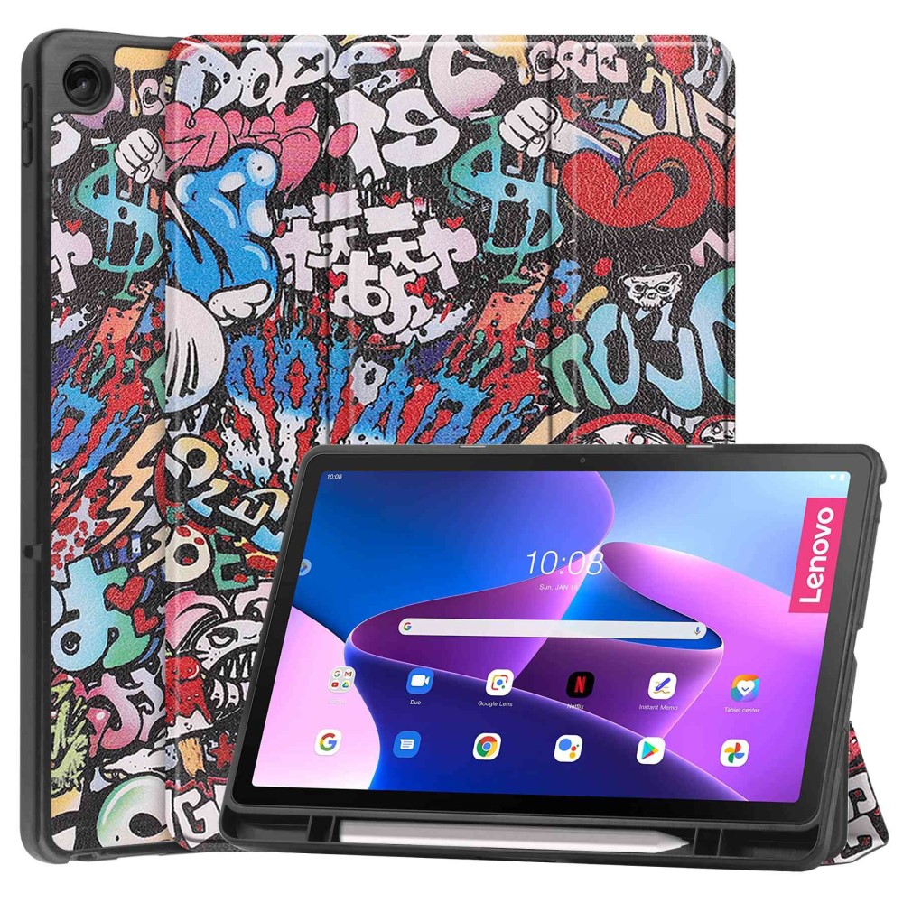 Lenovo Tab M10 Plus Gen 3 Fodral Tri-Fold Grafitti