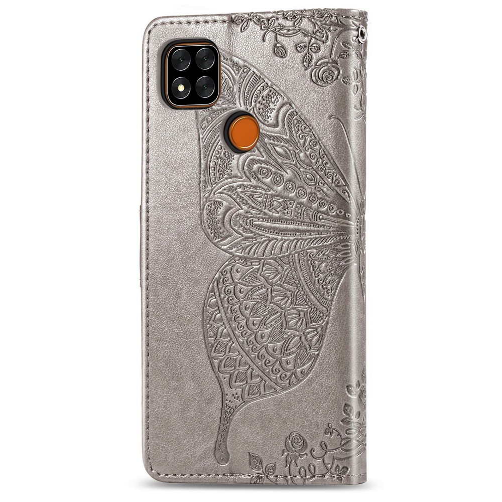  Xiaomi Redmi 9C Fodral Butterfly Grå