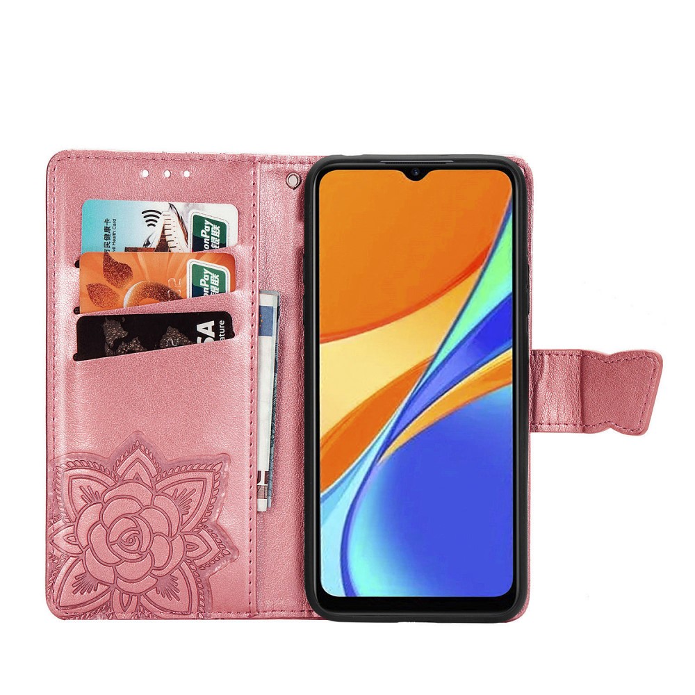  Xiaomi Redmi 9C Fodral Butterfly Rosa