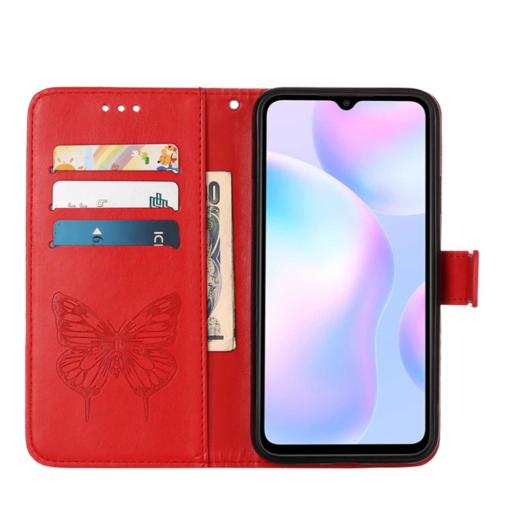  Xiaomi Redmi 9A / 9AT Fodral Butterfly Röd