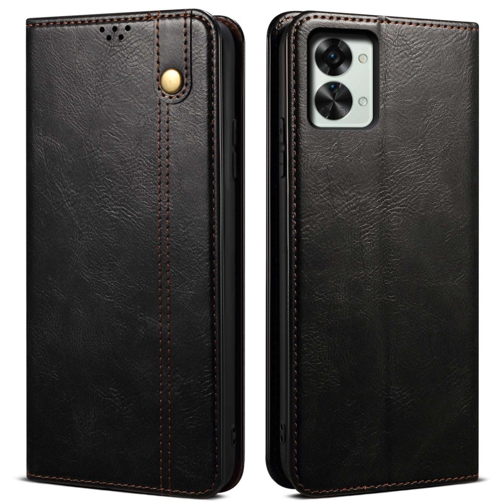  OnePlus Nord 2T 5G Fodral Flip Crazy Horse Svart