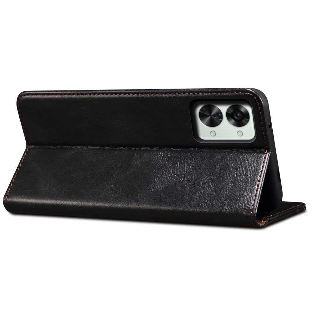  OnePlus Nord 2T 5G Fodral Flip Crazy Horse Svart