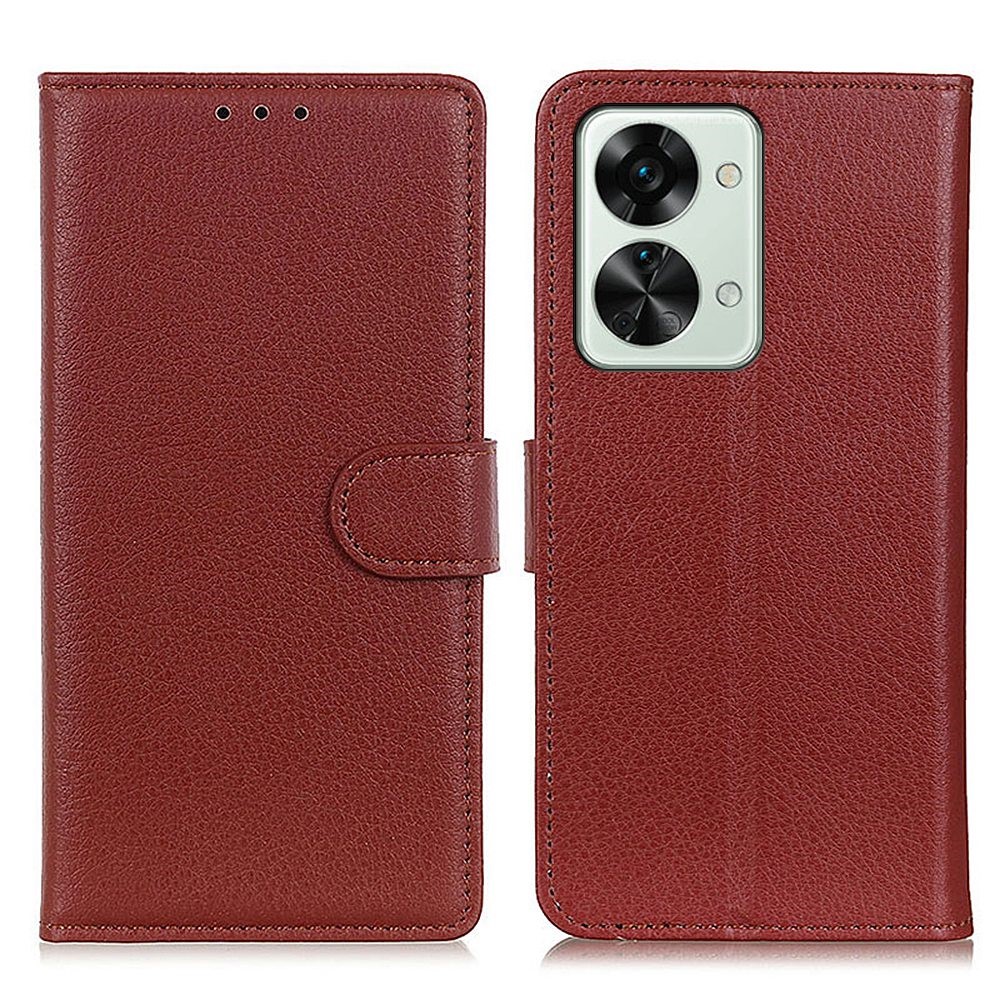  OnePlus Nord 2T 5G Fodral Litchi Läder Brun