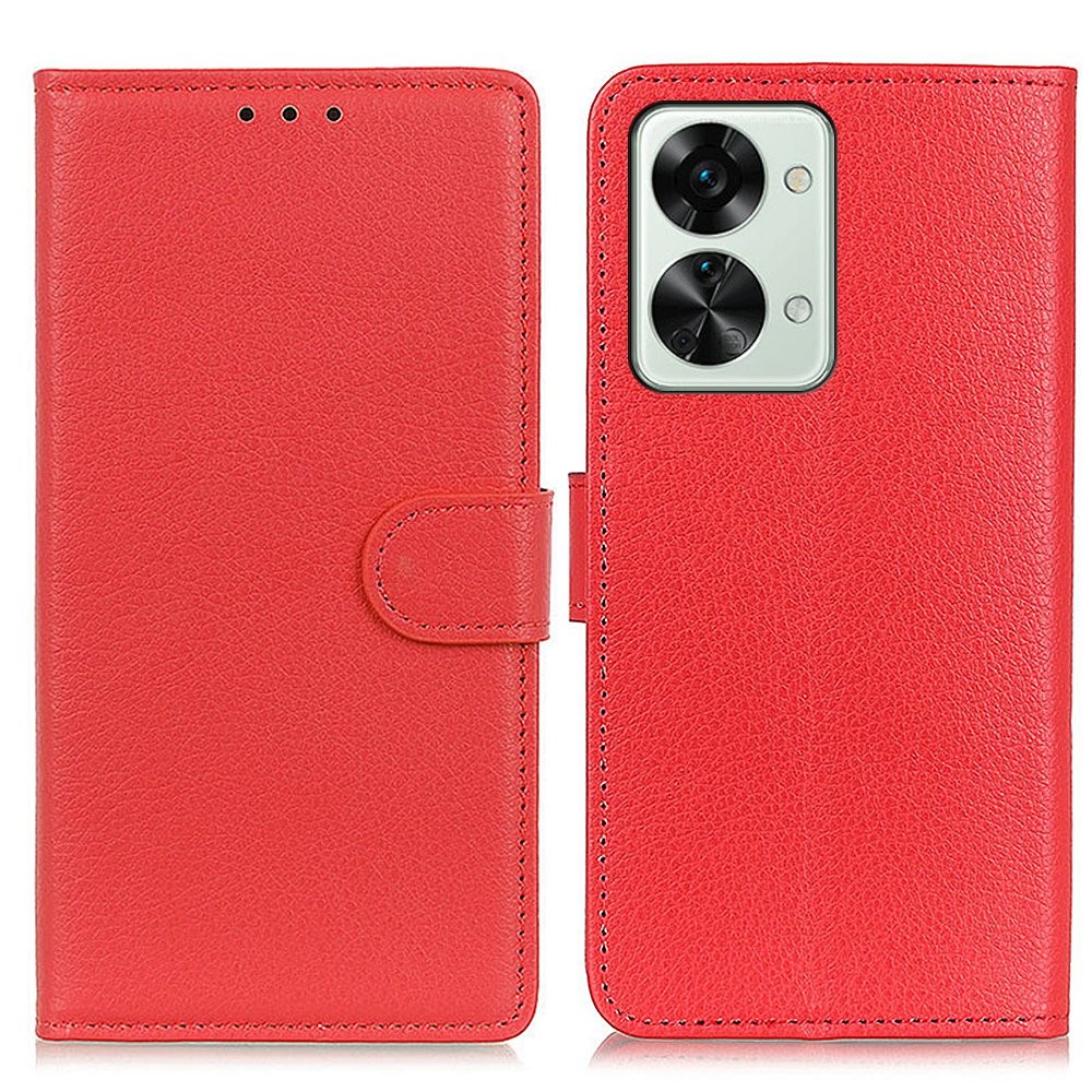  OnePlus Nord 2T 5G Fodral Litchi Läder Röd