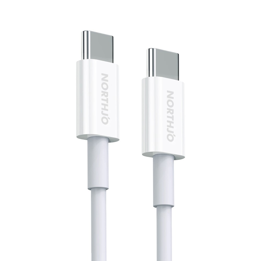 NORTHJO NORTHJO 1m 100W PD USB-C - USB-C Snabbladdnings Kabel Vit