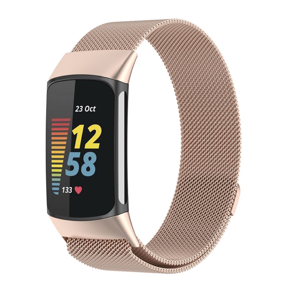  Fitbit Charge 6 / 5 Metall Armband Milanese Loop Champagne Guld