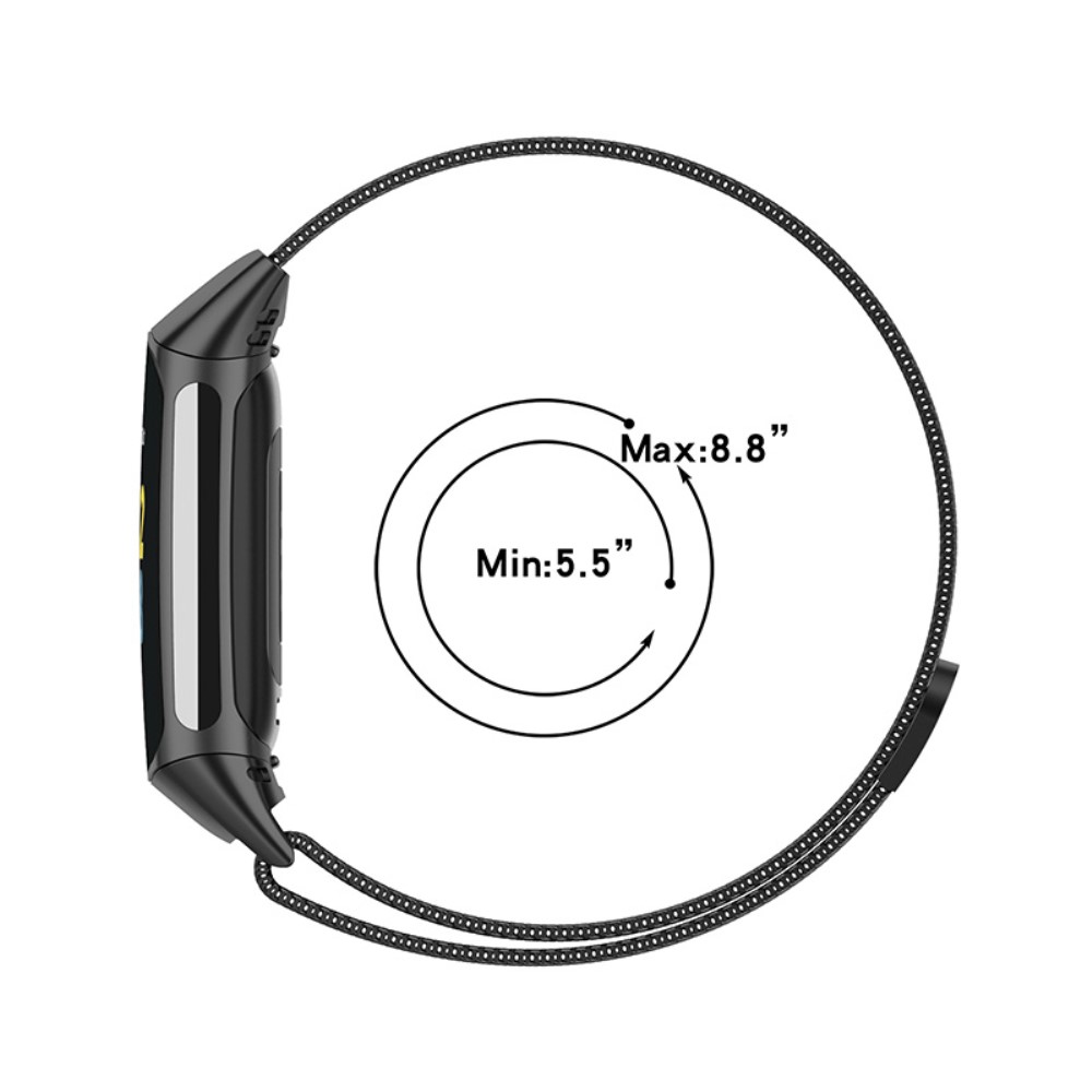  Fitbit Charge 6 / 5 Metall Armband Milanese Loop Grå