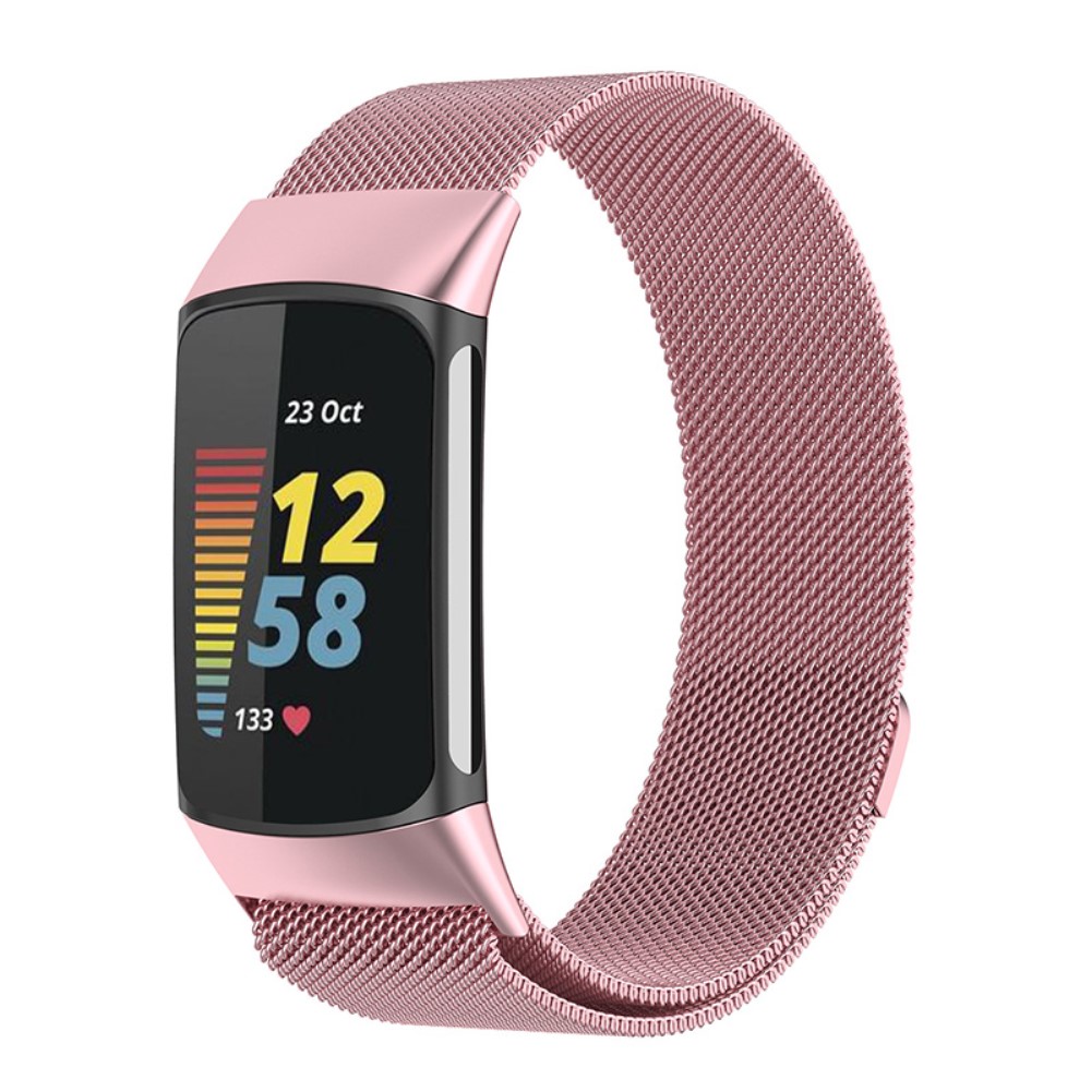  Fitbit Charge 6 / 5 Metall Armband Milanese Loop Rosa