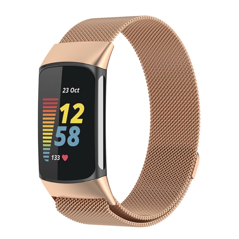  Fitbit Charge 6 / 5 Metall Armband Milanese Loop Roséguld