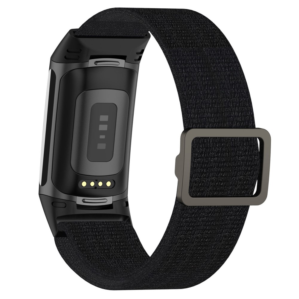  Fitbit Charge 6 / 5 Armband Justerbart Nylon Svart