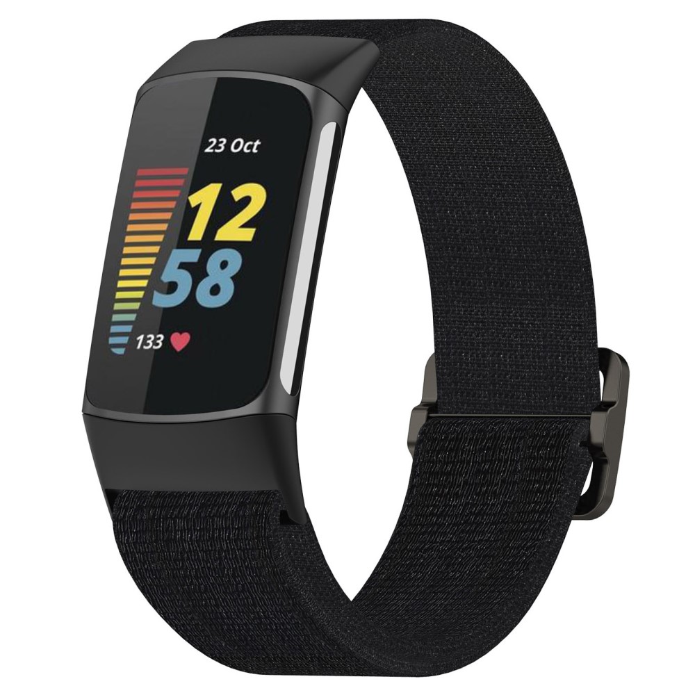  Fitbit Charge 6 / 5 Armband Justerbart Nylon Svart