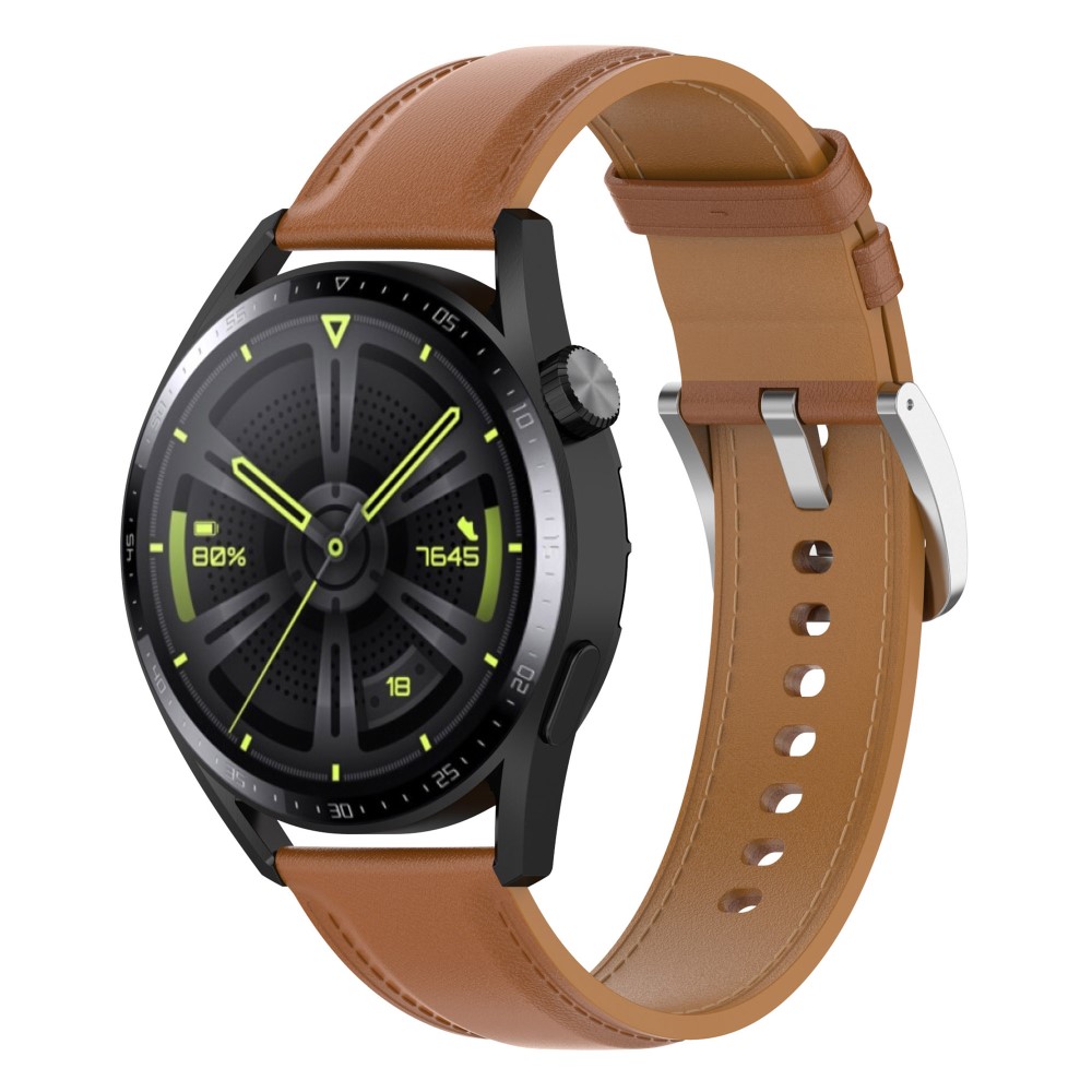  Äkta Läder Armband Smartwatch (22 mm) Brun