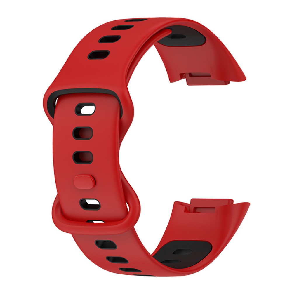  Fitbit Charge 6 / 5 Armband Silikon Tvåfärgat Röd/Svart