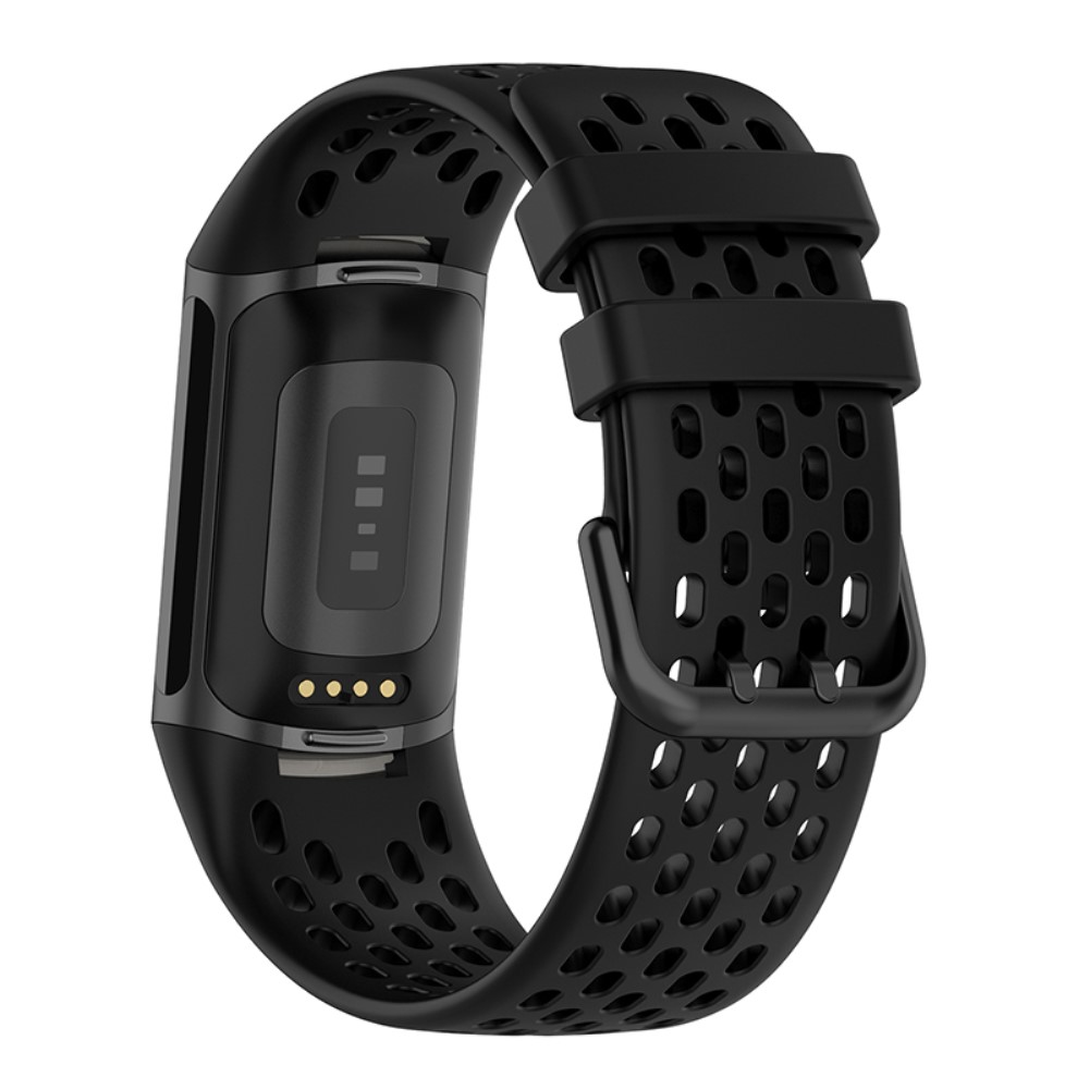  Fitbit Charge 6 / 5 Armband Silikon Ihåligt Svart