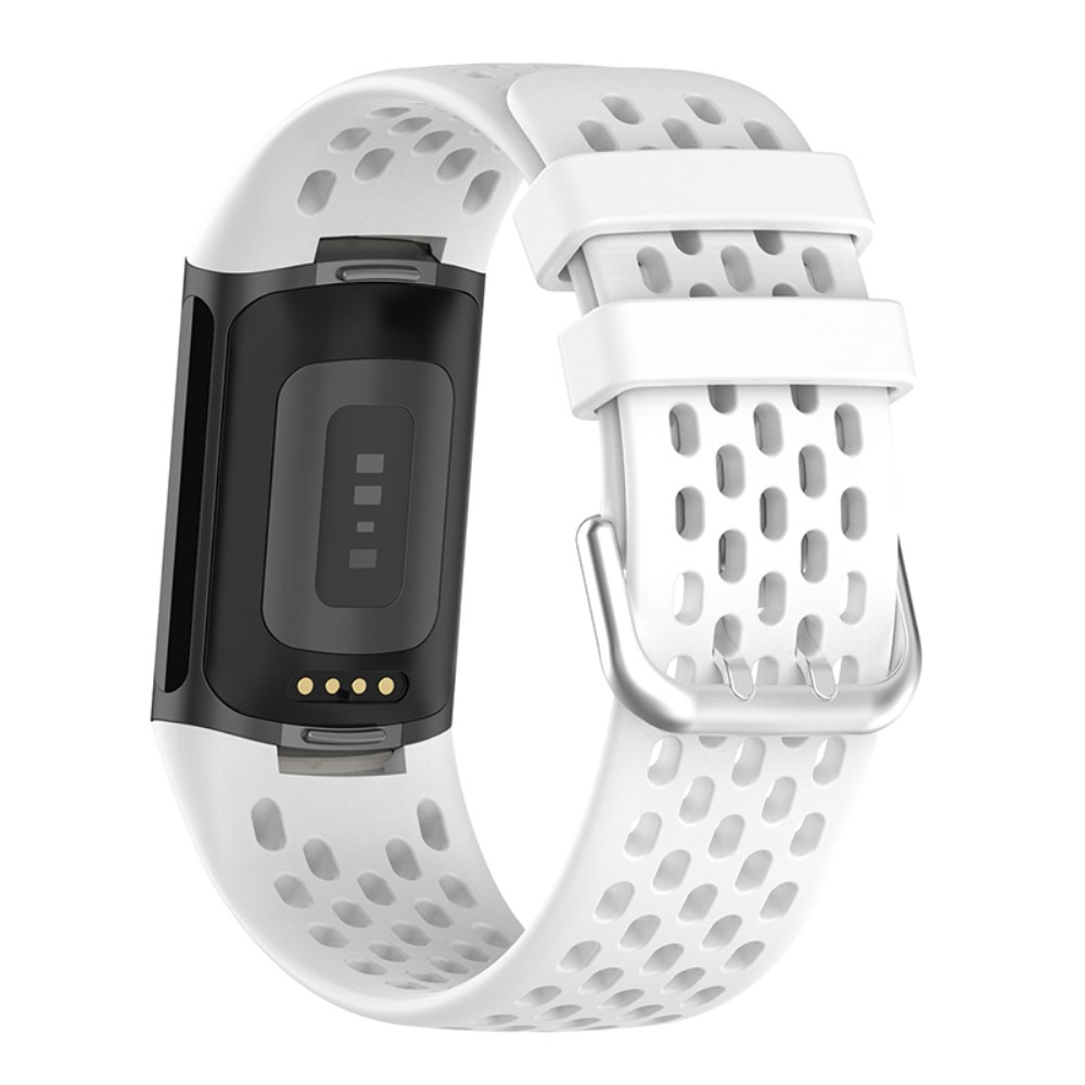  Fitbit Charge 6 / 5 Armband Silikon Ihåligt Vit