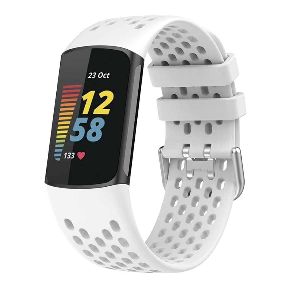  Fitbit Charge 6 / 5 Armband Silikon Ihåligt Vit