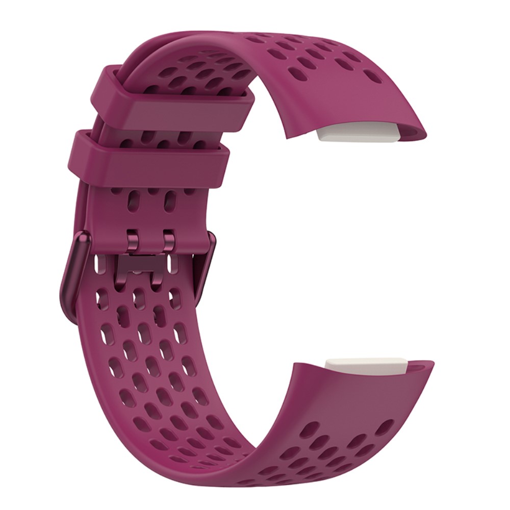  Fitbit Charge 6 / 5 Armband Silikon Ihåligt Vinröd