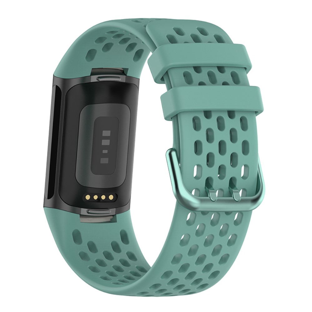  Fitbit Charge 6 / 5 Armband Silikon Ihåligt Svartaktig Grön
