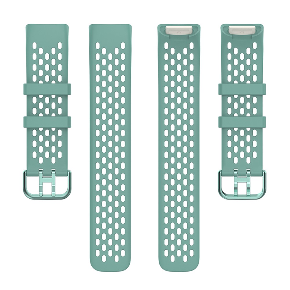  Fitbit Charge 6 / 5 Armband Silikon Ihåligt Svartaktig Grön