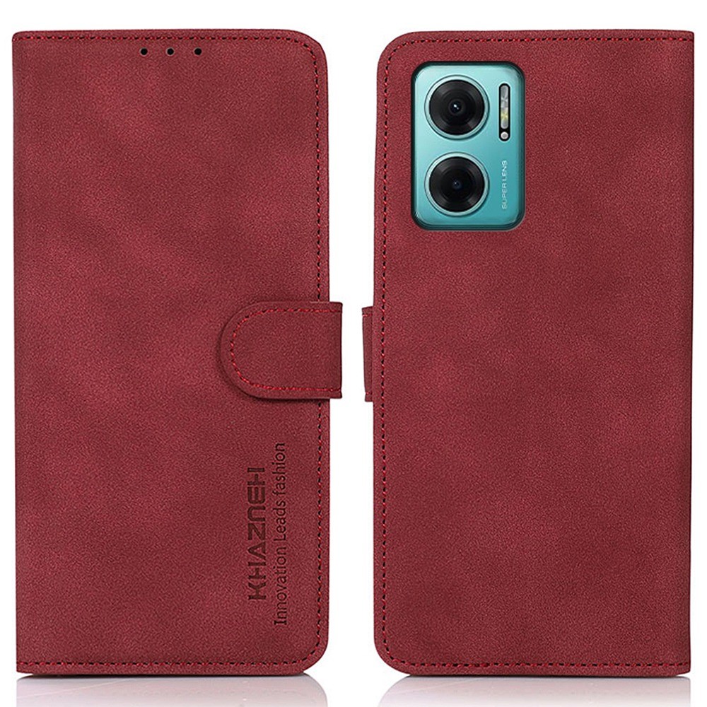 KHAZNEH KHAZNEH Xiaomi Redmi 10 5G Fodral Retro Läder Röd