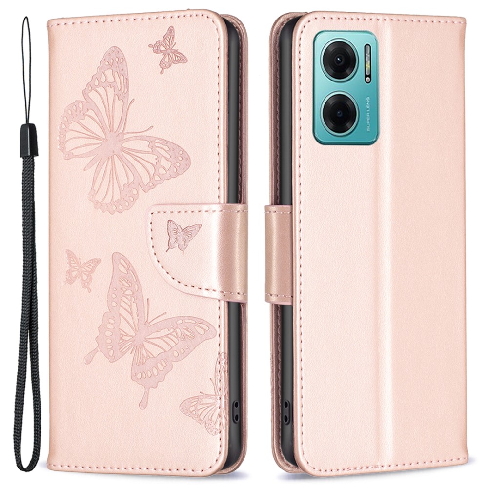  Xiaomi Redmi 10 5G Fodral Butterfly Roséguld