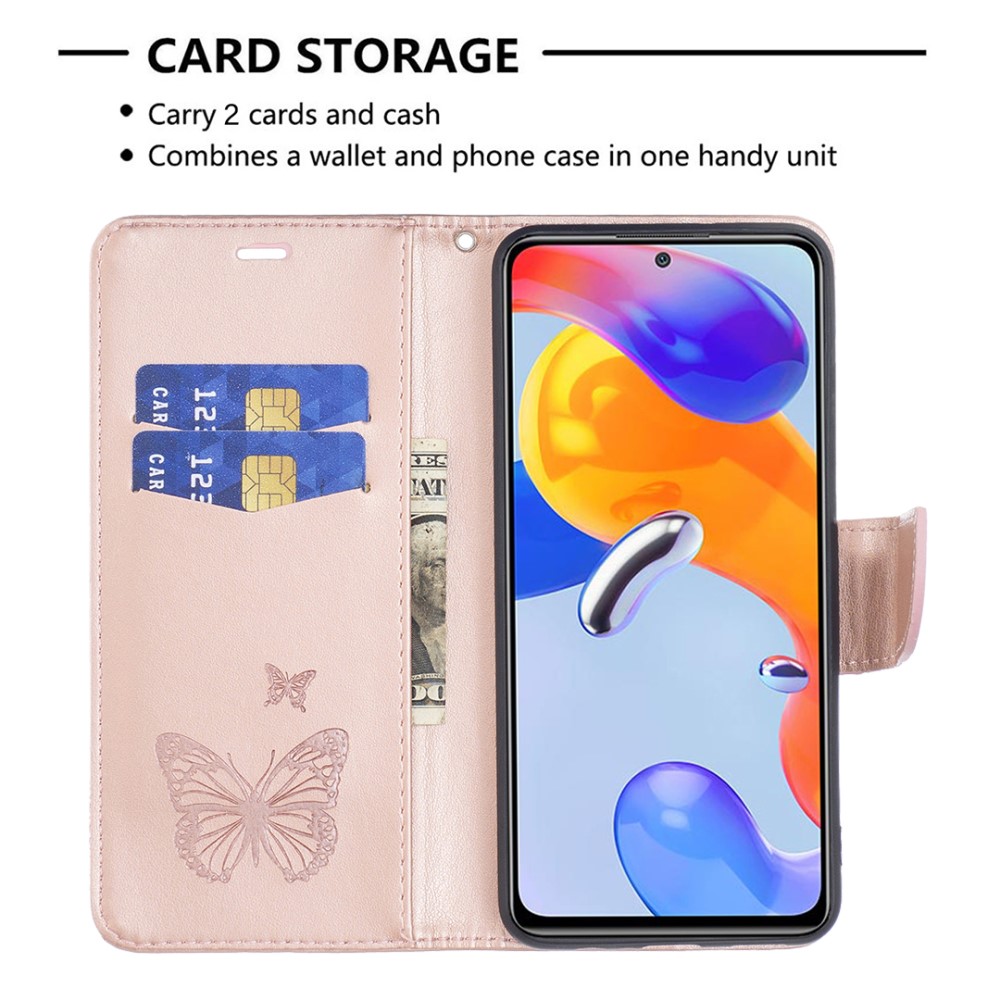  Xiaomi Redmi 10 5G Fodral Butterfly Roséguld
