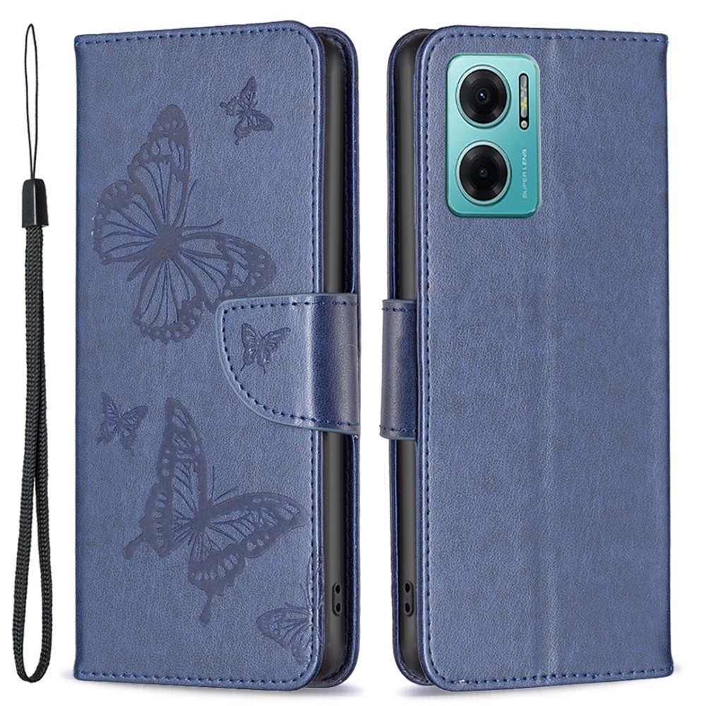  Xiaomi Redmi 10 5G Fodral Butterfly Mörk Blå