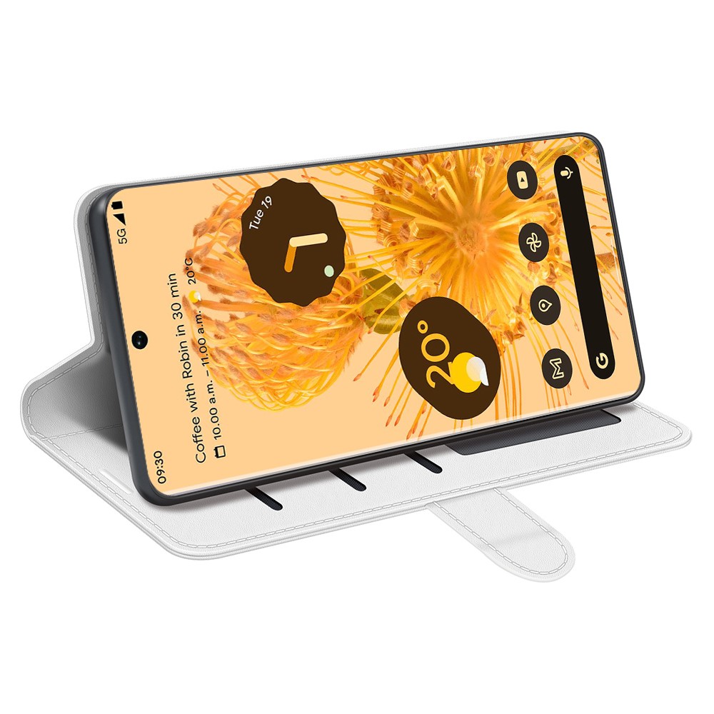  Google Pixel 7 Fodral Crazy Horse Läder Vit