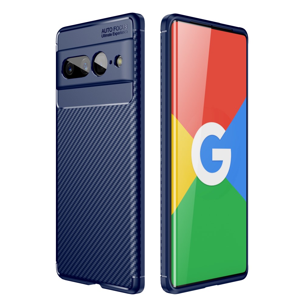  Google Pixel 7 Pro Skal Kolfiber Textur Blå