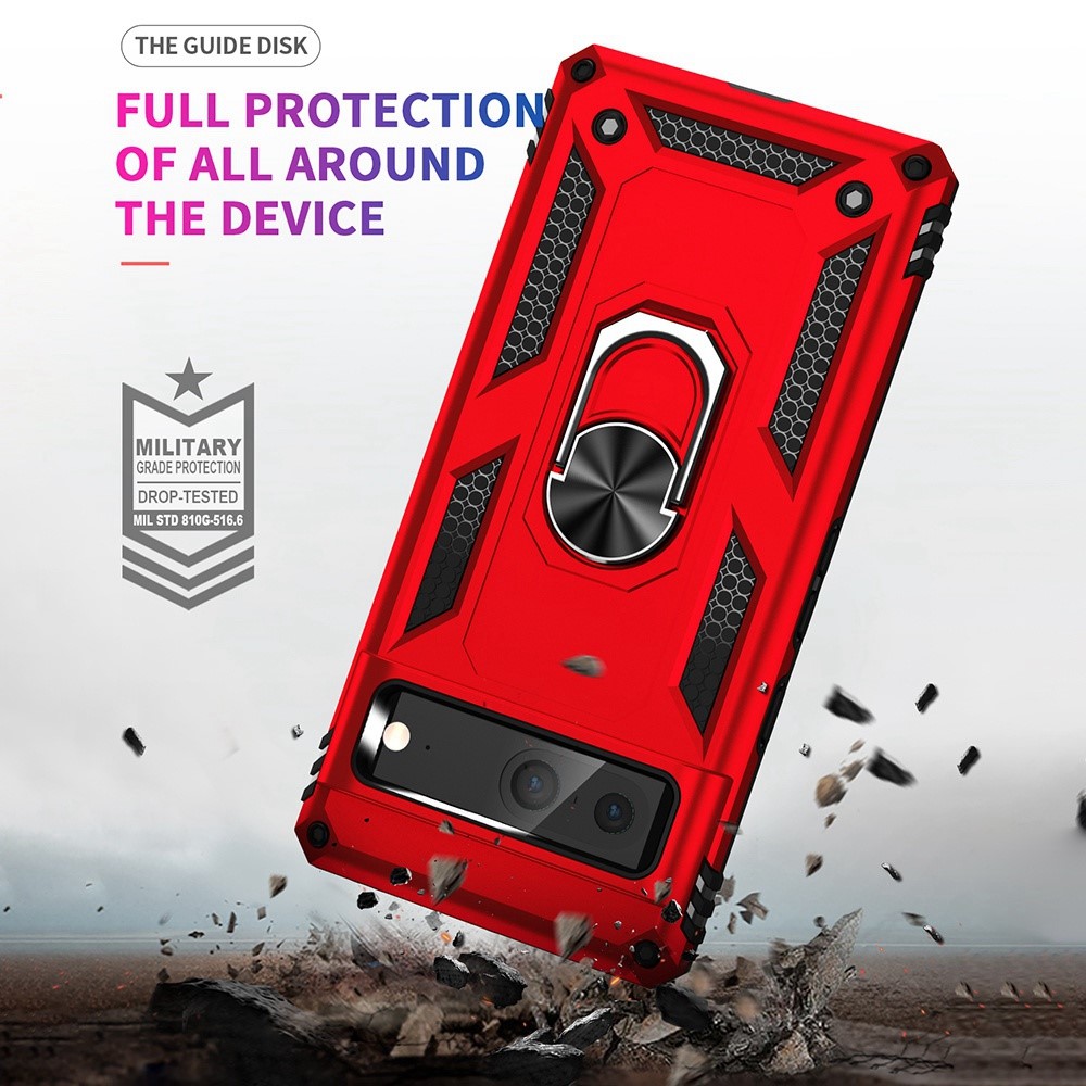  Google Pixel 7 Skal Shockproof Hybrid Ring Armor Röd