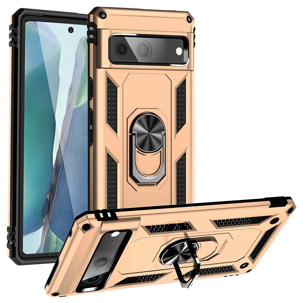  Google Pixel 7 Skal Shockproof Hybrid Ring Armor Guld