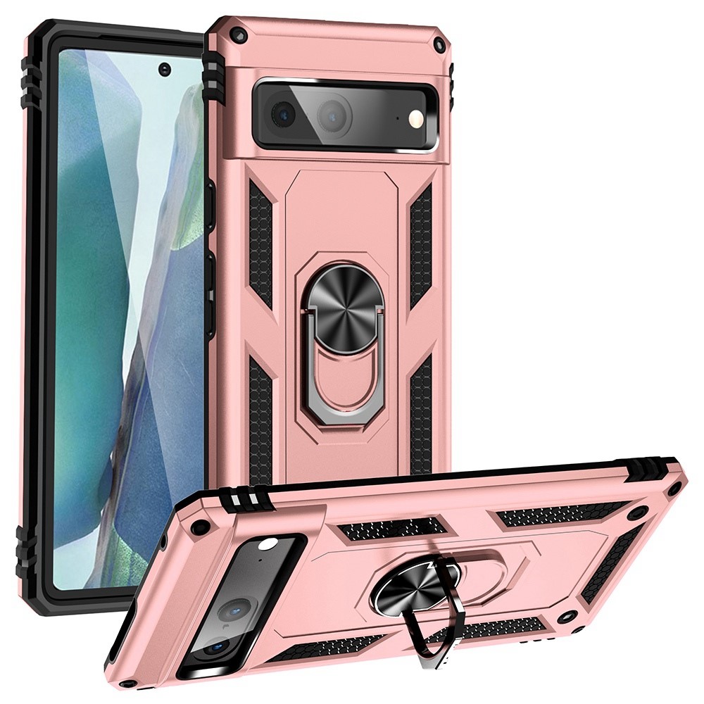  Google Pixel 7 Skal Shockproof Hybrid Ring Armor Roséguld