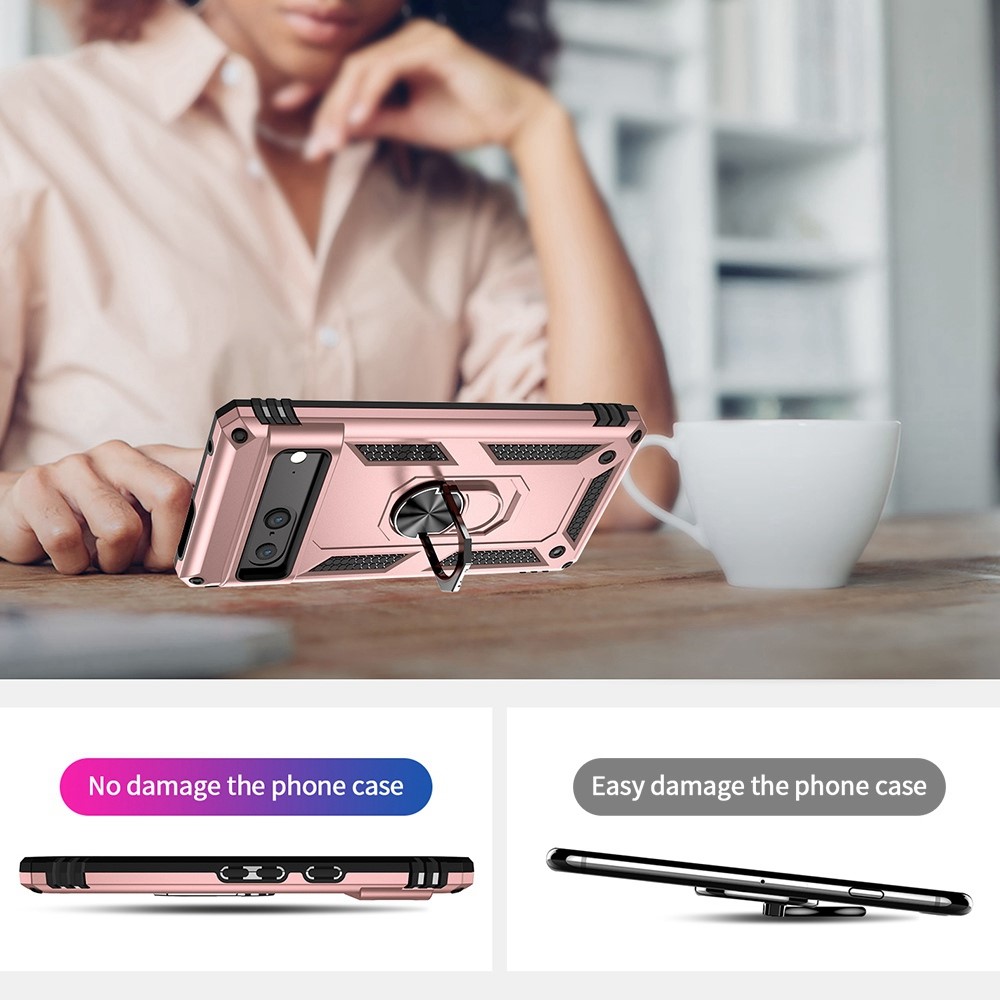  Google Pixel 7 Skal Shockproof Hybrid Ring Armor Roséguld