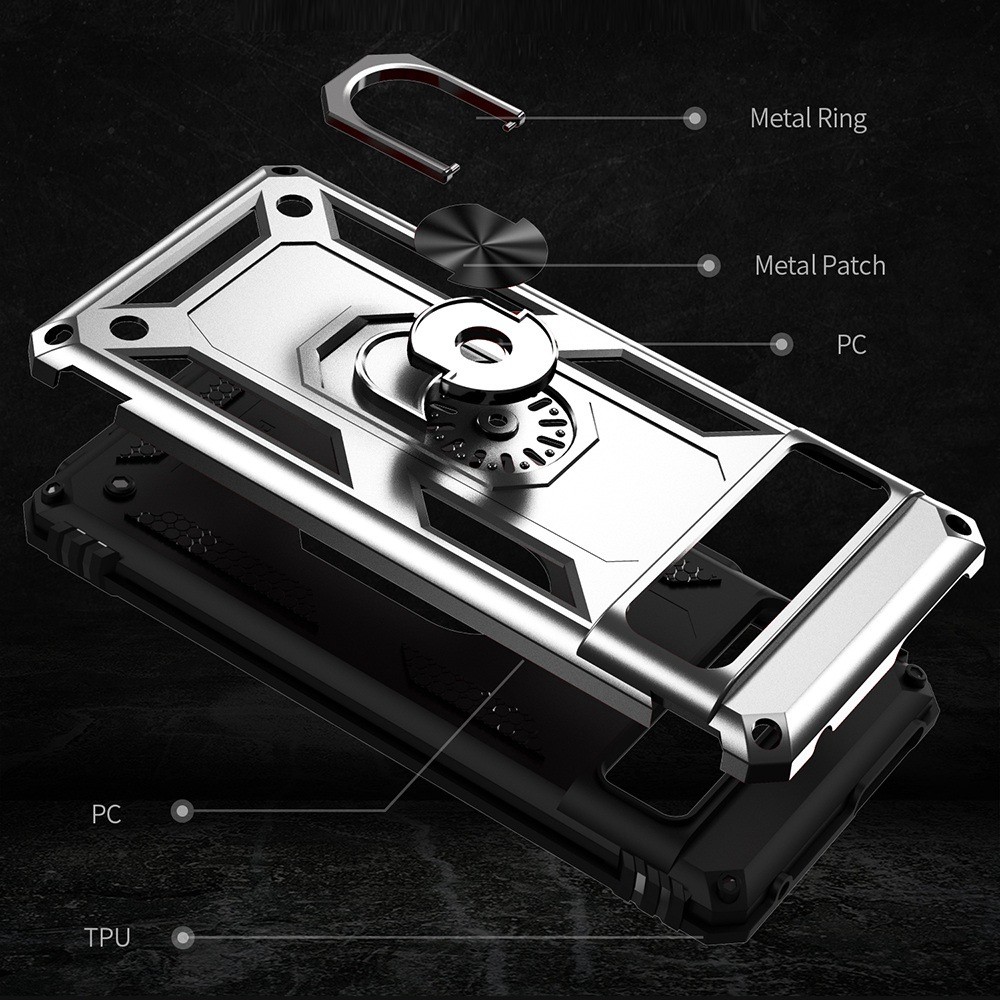  Google Pixel 7 Skal Shockproof Hybrid Ring Armor Silver