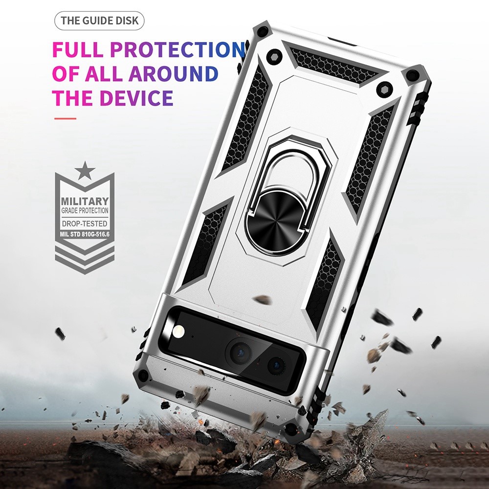  Google Pixel 7 Skal Shockproof Hybrid Ring Armor Silver