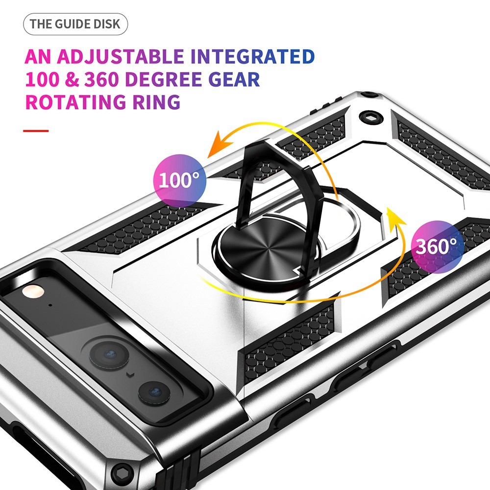  Google Pixel 7 Skal Shockproof Hybrid Ring Armor Silver