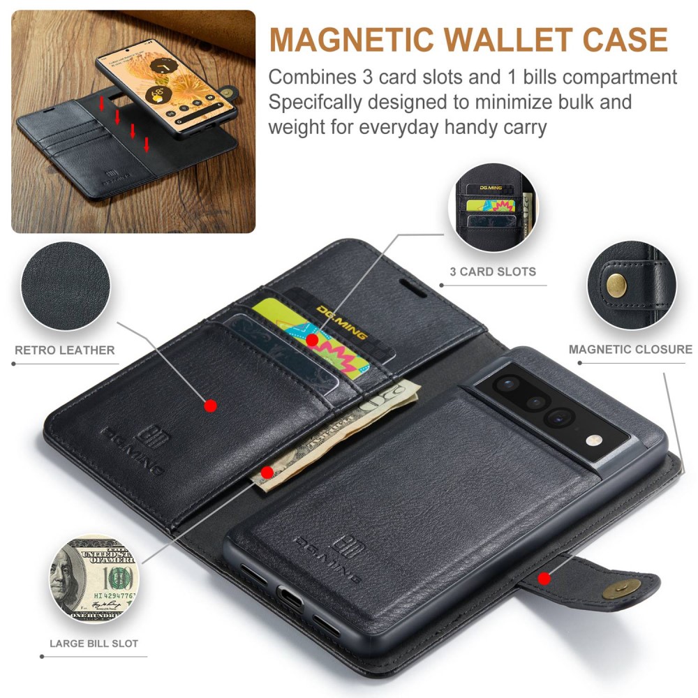 DG.MING DG.MING Google Pixel 7 Pro 2in1 Magnet Fodral / Skal Svart