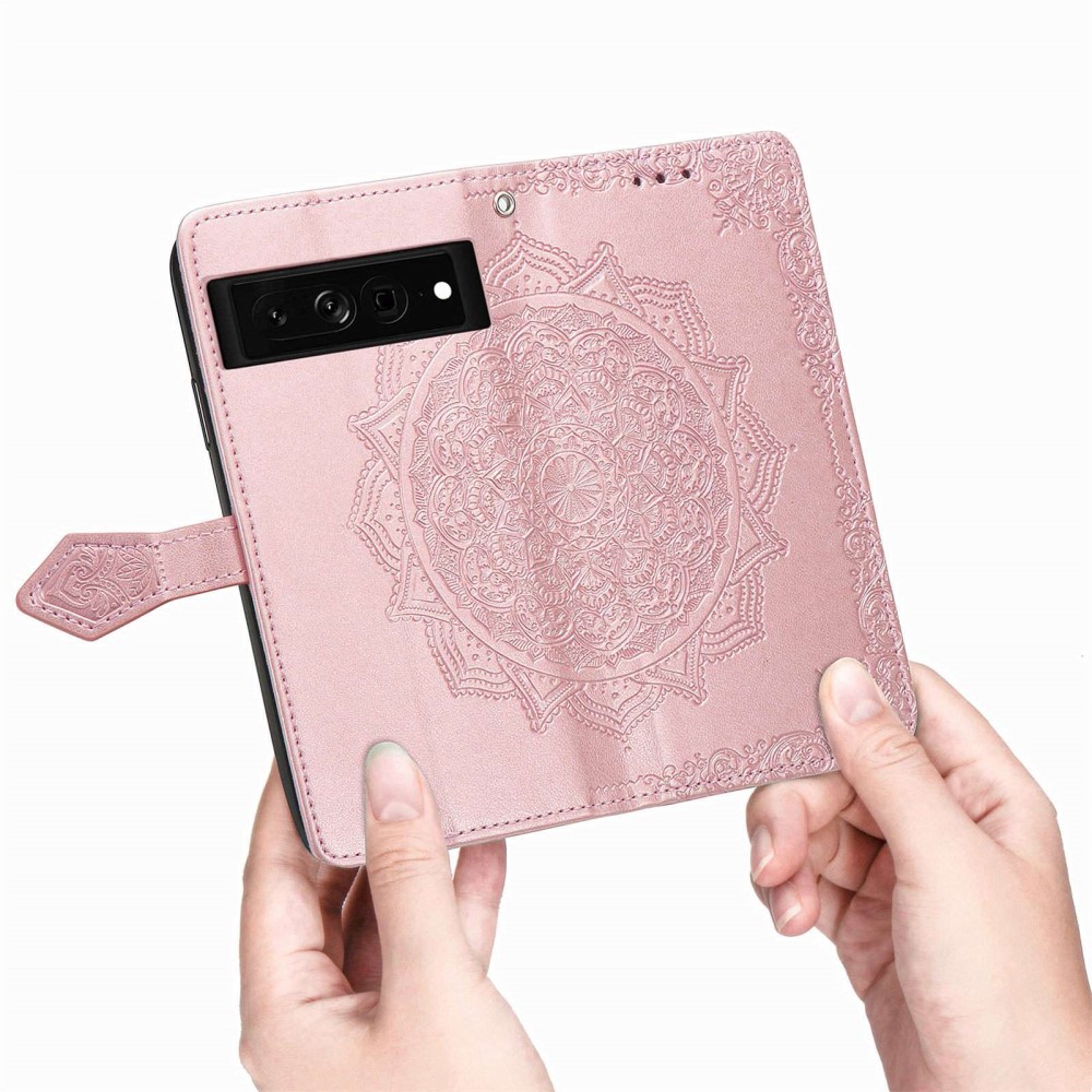  Google Pixel 7 Fodral Mandala Läder Lila