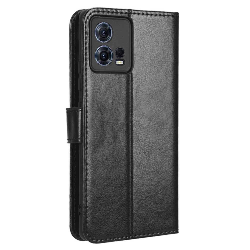  Motorola Edge 30 Fusion 5G Fodral Crazy Horse Läder Svart