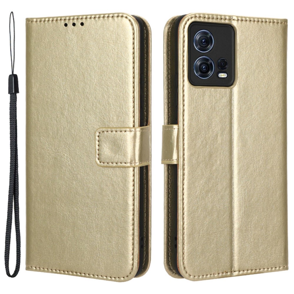  Motorola Edge 30 Fusion 5G Fodral Crazy Horse Läder Guld