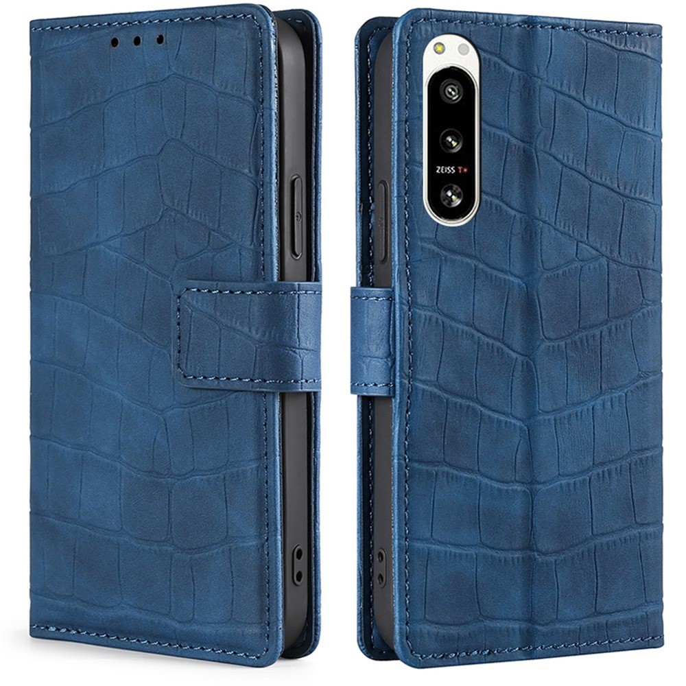  Sony Xperia 5 IV Fodral Krokodil Textur Blå
