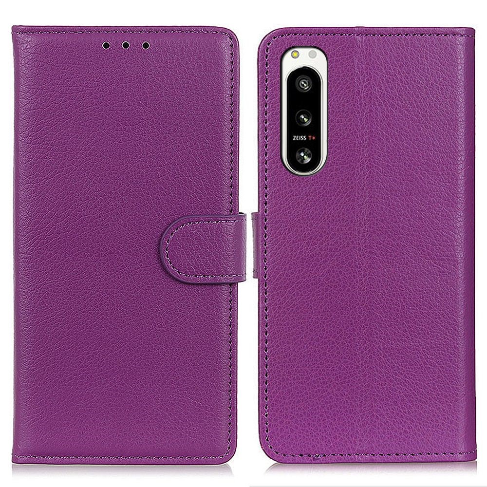  Sony Xperia 5 IV Fodral Litchi Läder Lila